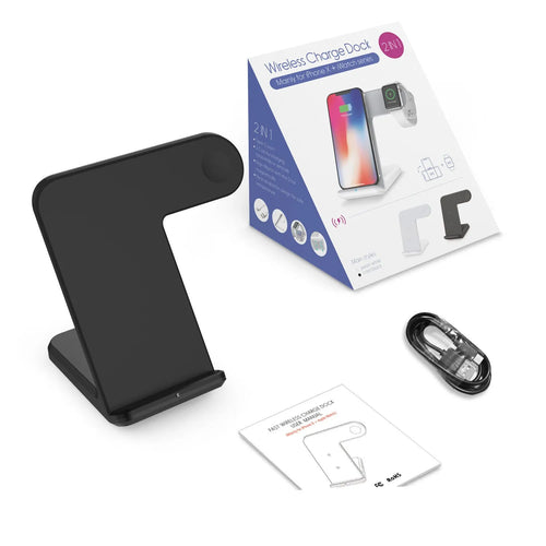 Black or white mobile phone wireless charger with silicone surface and Type-C cable