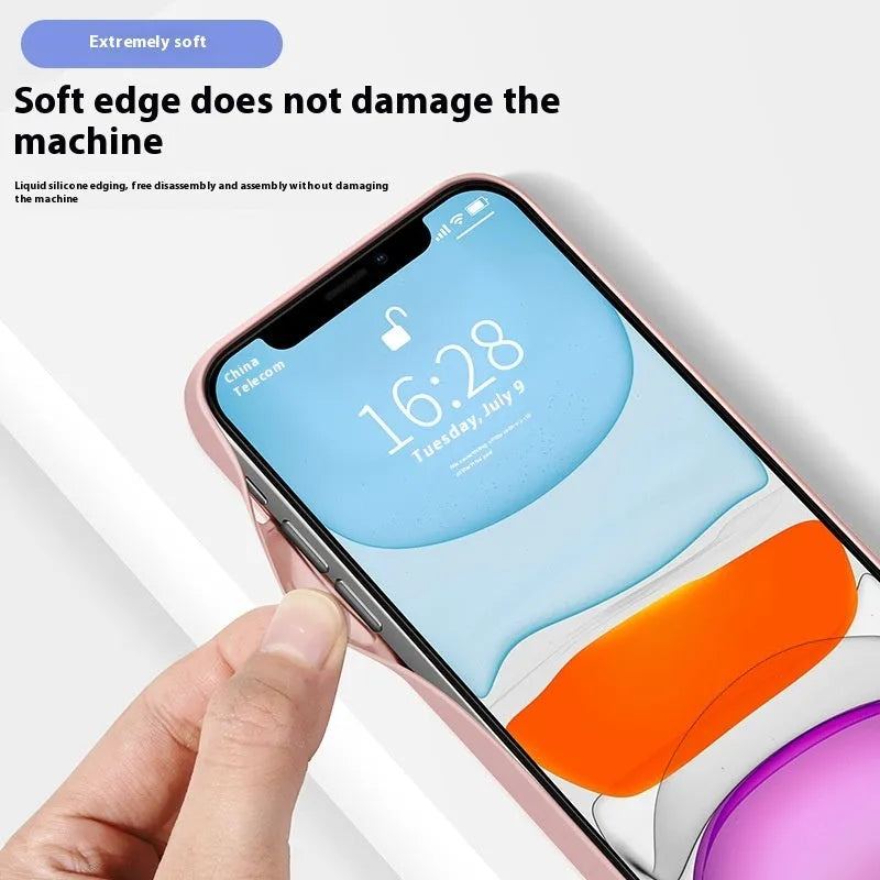 White tempered glass all-inclusive drop-resistant phone case for iPhone with cream white finish and simple ins style