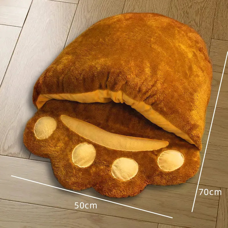 Thickened semi-enclosed dog and cat sleeping bag, cold proof winter pet bed, washable, sizes 35x45cm 50x70cm 60x80cm.