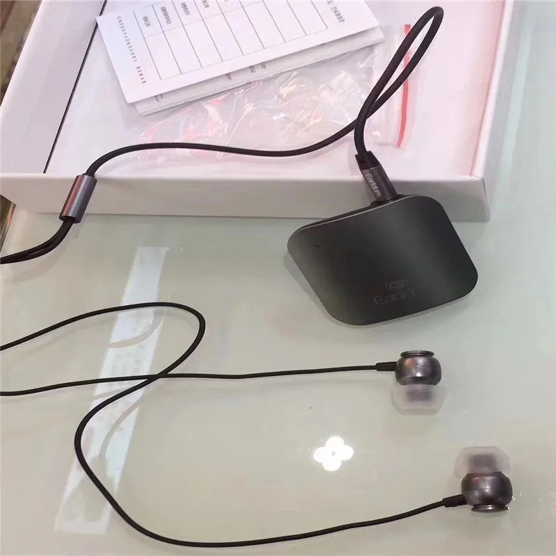 Bluetooth lavalier headphones wireless audio receiver in black, grey or red with 10m range