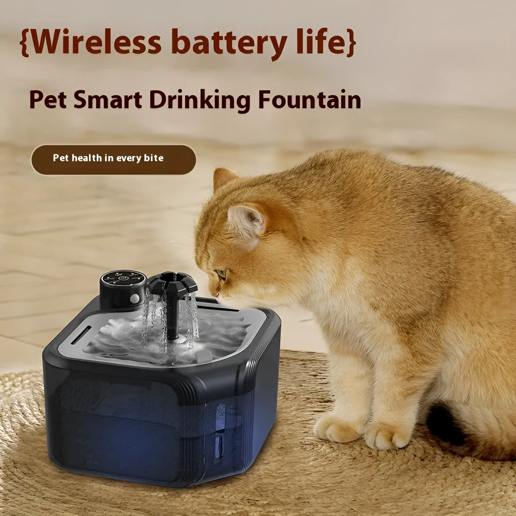 Stainless steel pet water dispenser with wireless induction automatic water outlet for dogs and cats, black or white