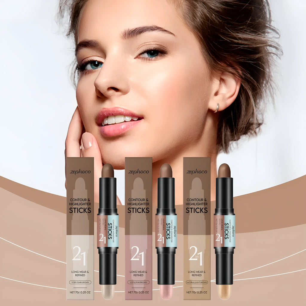 2-in-1 eyebrow highlighter and repair stick in a choice of three brown colours