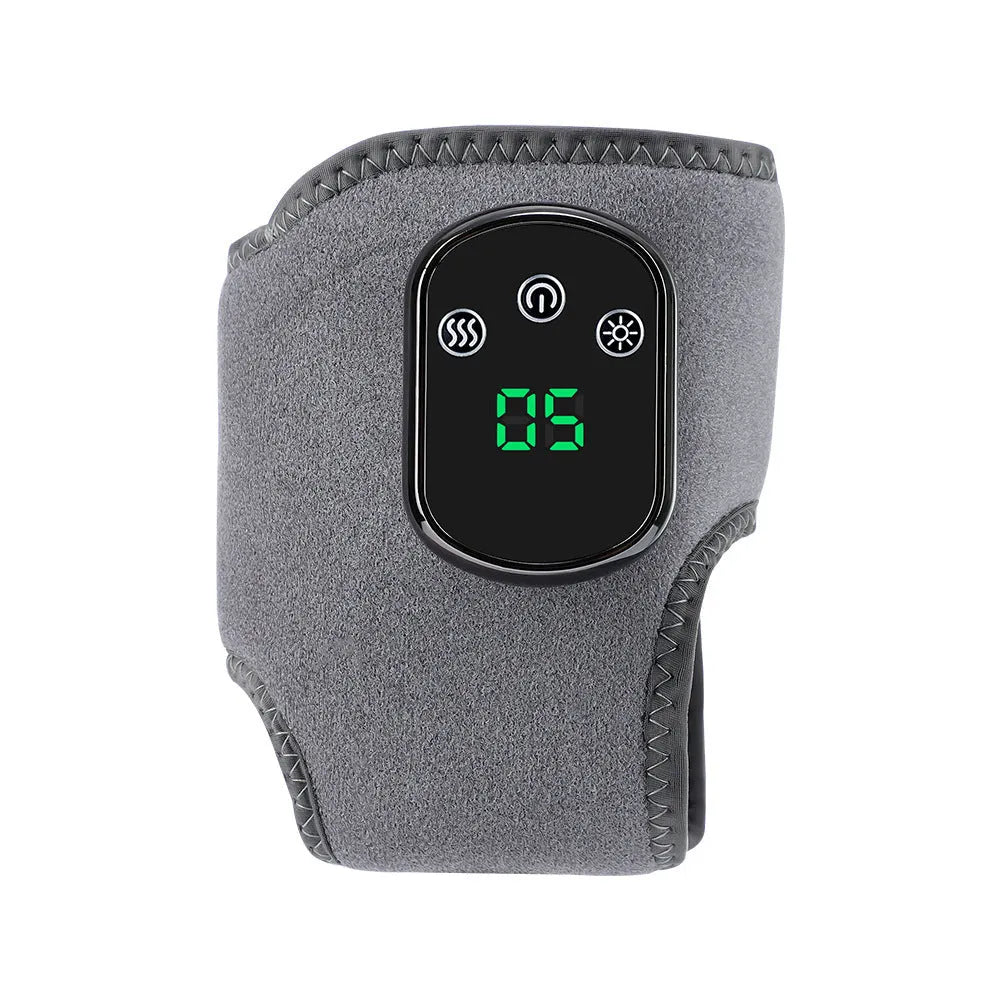 Electric heating ankle and wrist guard massage instrument in grey or black with 5V 7W power, gear controls, and optional extension strap.