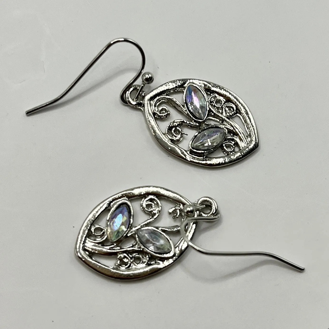 Silver leaf earrings with embedded colourful moonstones for women