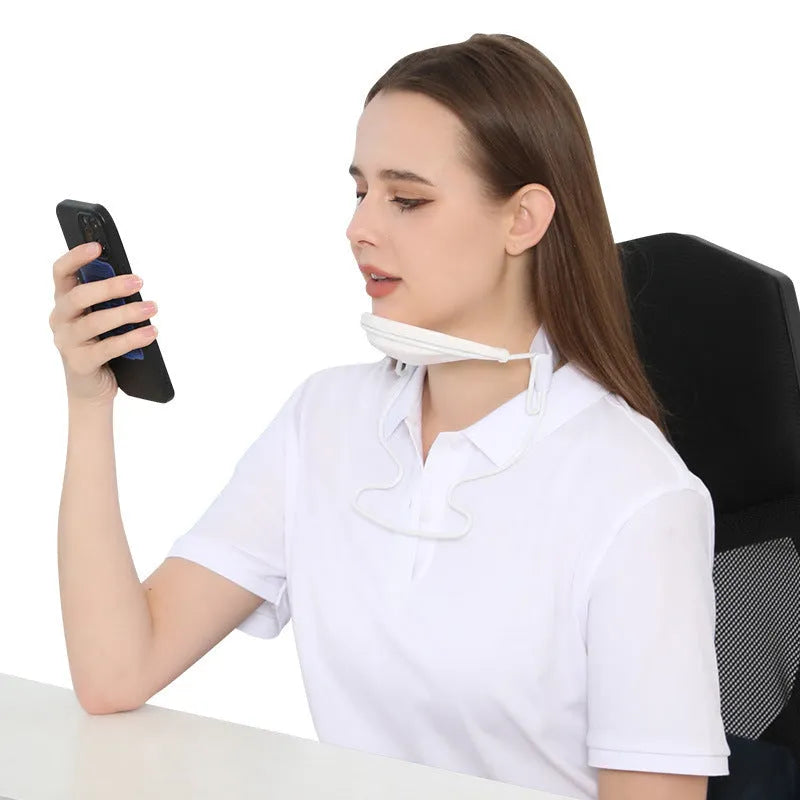 White PP plastic neck brace for cervical spine support shown on a grey background.