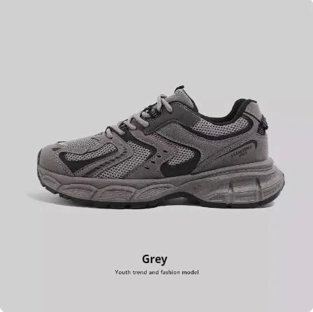 Mesh casual platform dad shoes in beige for men and women with height increasing mid heel