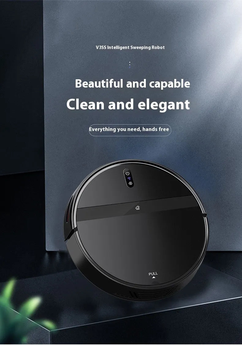 Automatic intelligent household sweeping robot in black with 600ml capacity and 320x320x78mm dimensions
