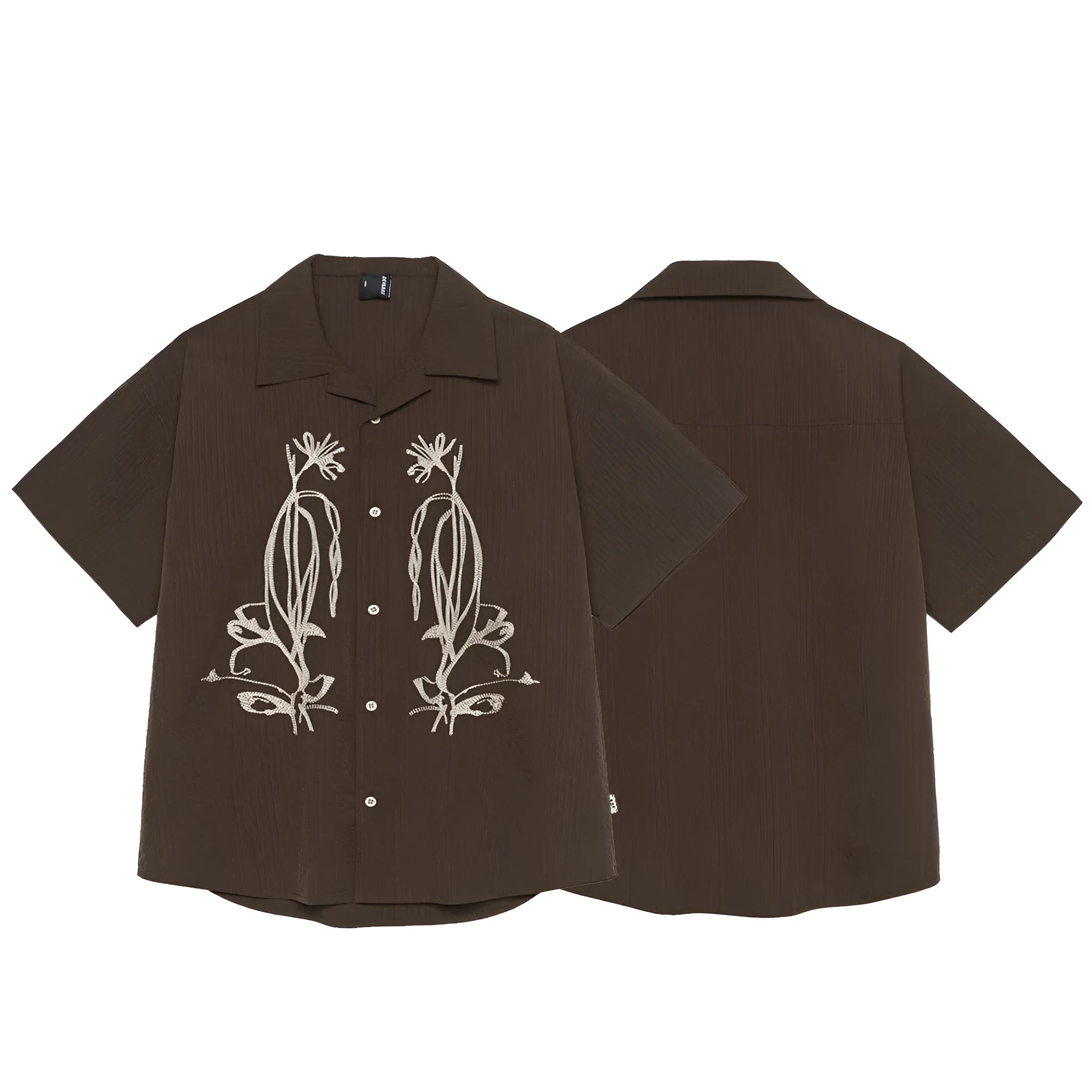 Brown coffee colour striped Cuban collar short sleeve outdoor waterproof shirt