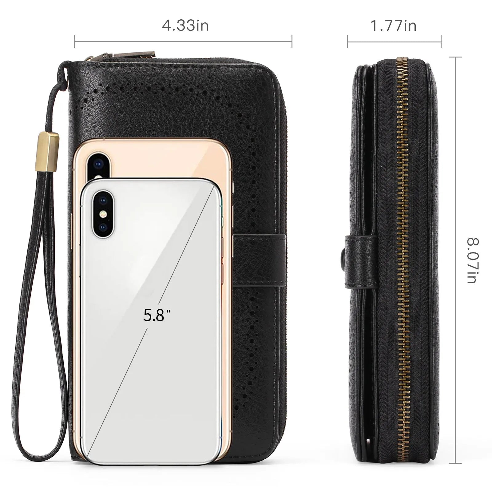 Light brown expanding card holder wallet for women showing multiple card slots and anti-theft swiping feature.