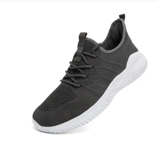 Men's black and white mesh sneakers with lace-up closure and PVC sole