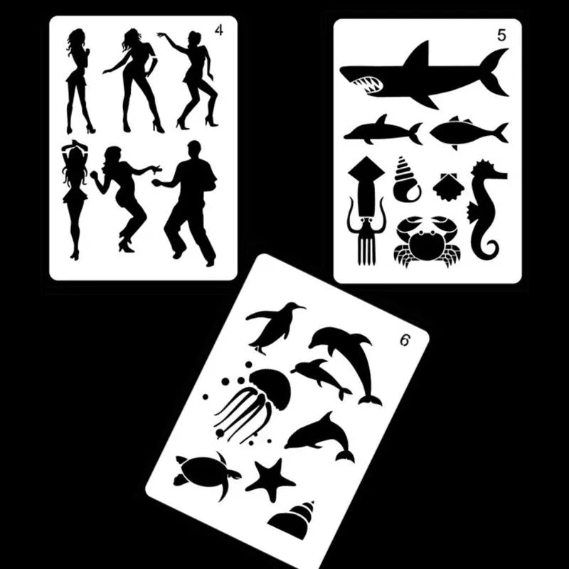 White plastic drawing stencil kit with reusable templates for art and craft designs