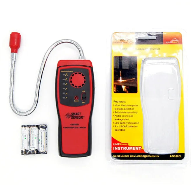 AS8800L portable flammable gas detector with LED indicators and compact rectangular design
