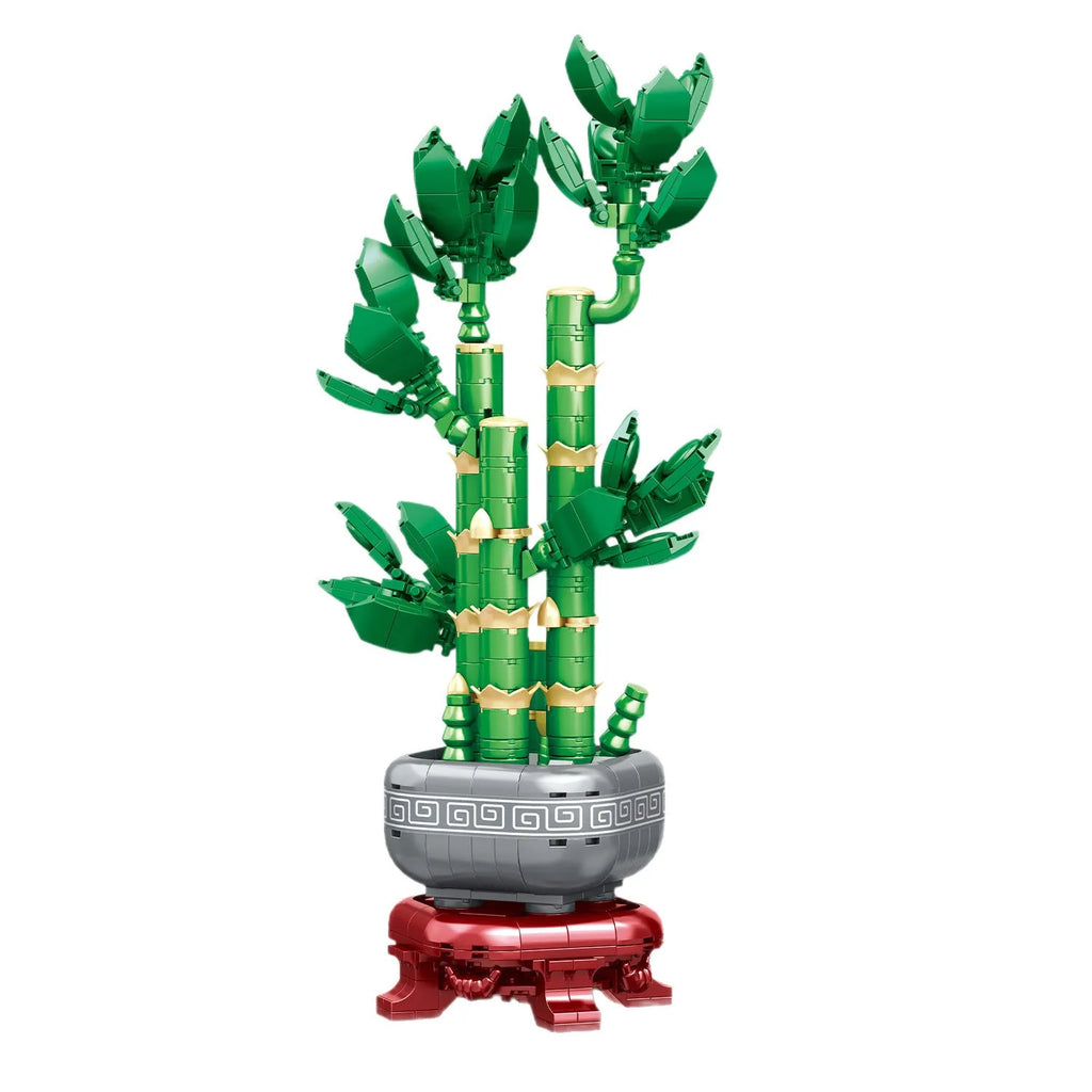 Fortune decoration building blocks toy plum ornaments, small plastic particles, colour box