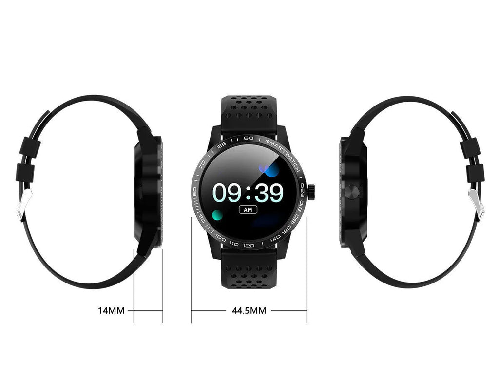 Smart bracelet with colour touchscreen displaying heart rate and activity data