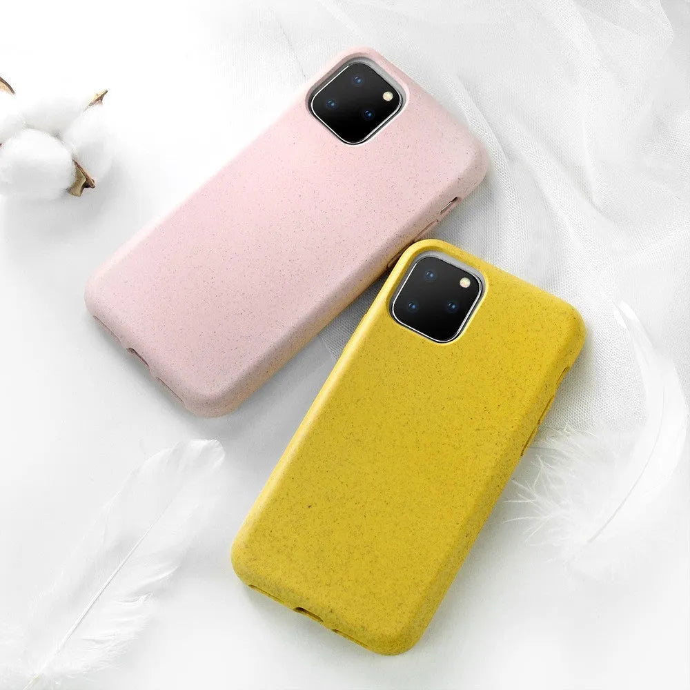 Thick frosted wheat straw granule phone case for iPhone 13 Pro Max in black with TPU frame