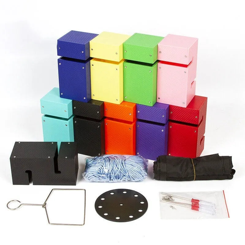 ABS plastic team building game equipment with pull ropes and interlocking tower blocks for group activities