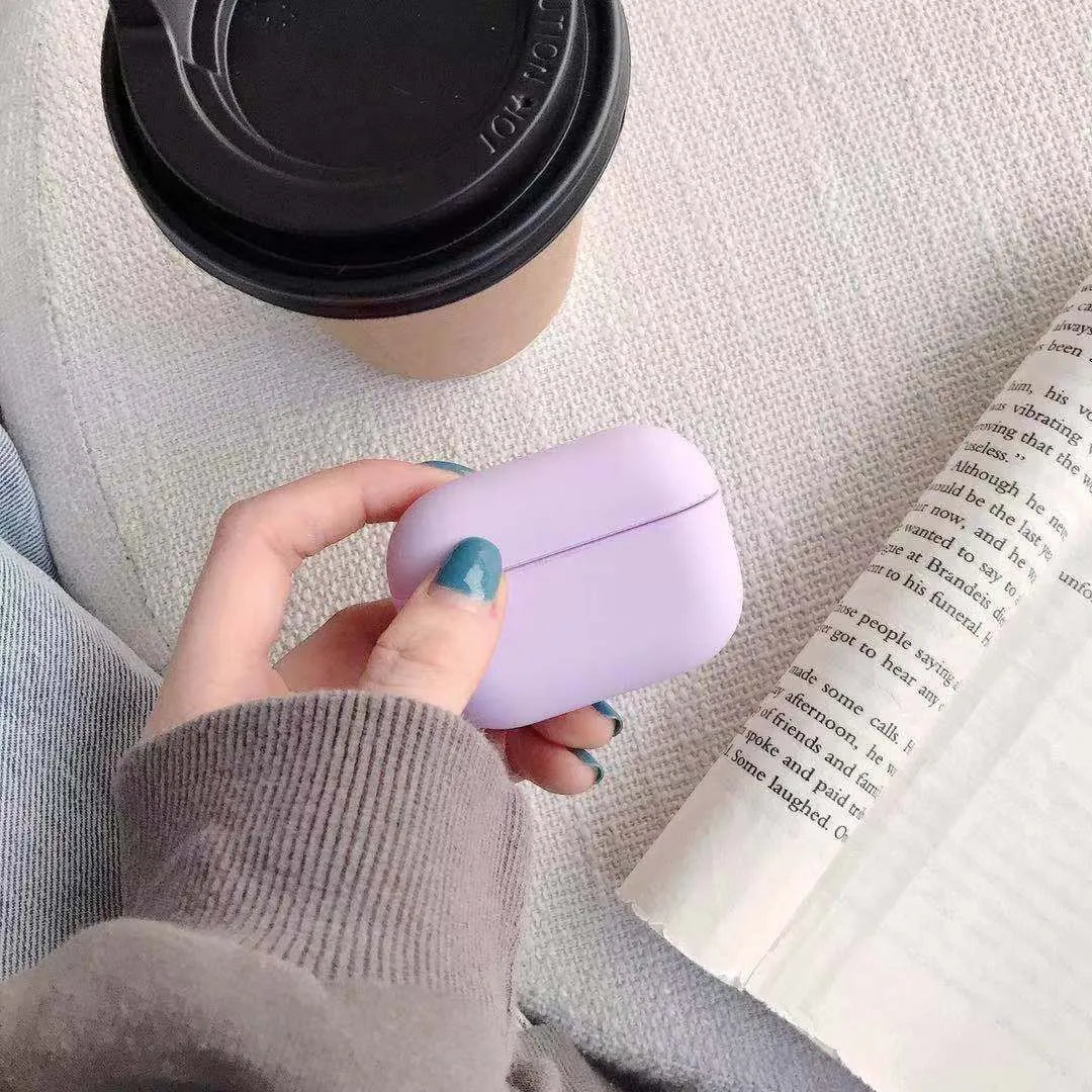 Plastic protective case for AirPods Pro earbuds shown in a selection of colours.