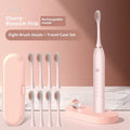 Rechargeable soft-bristle electric toothbrush with magnetic motor, USB charging, sterilization, and 8 brush heads in travel box