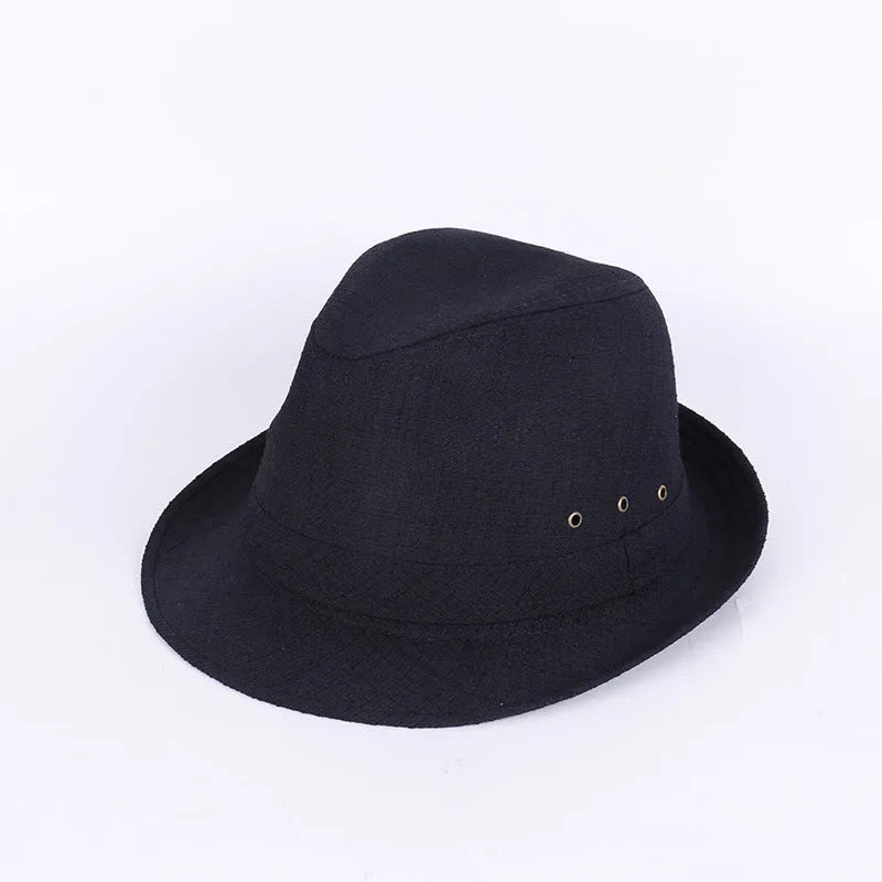 Classic brown fedora hat with structured crown and wide brim on a wooden stand