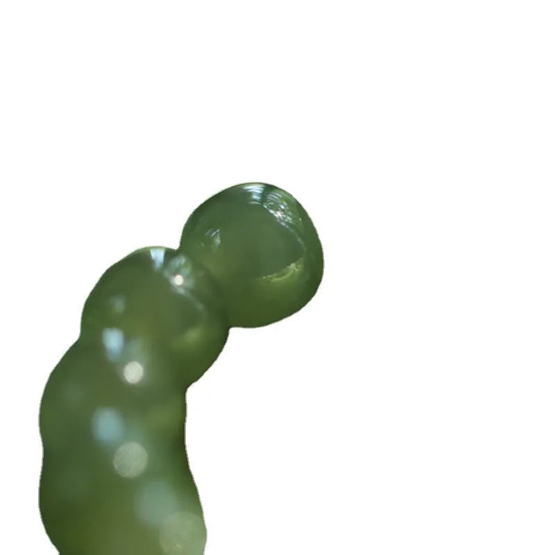 Green Hetian jade bracelet with vintage beads in ethnic style design for women