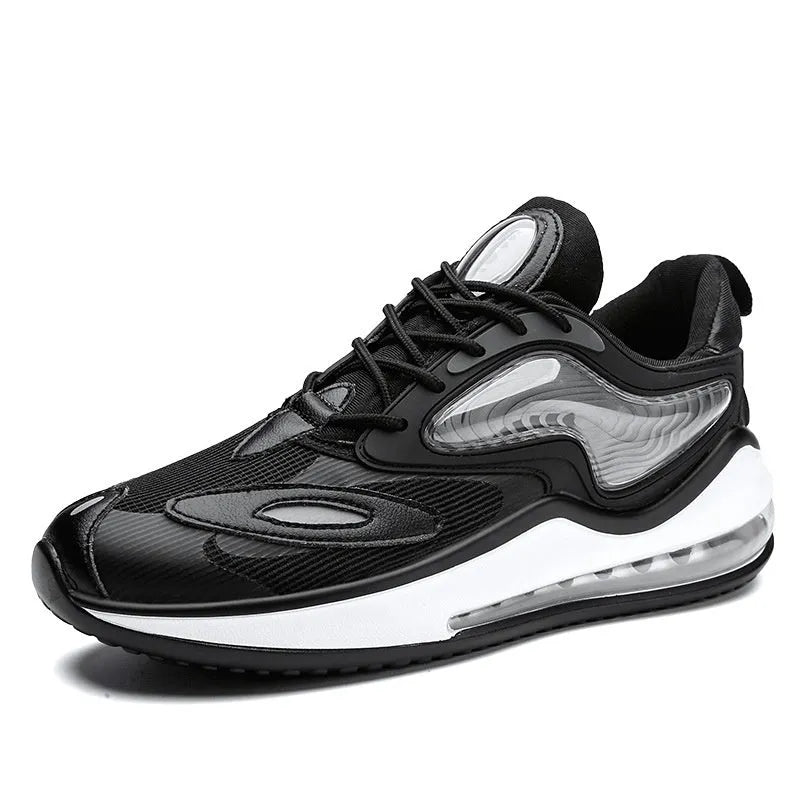Summer air cushion height increasing men's shoes in Space Black or Space White with rubber sole