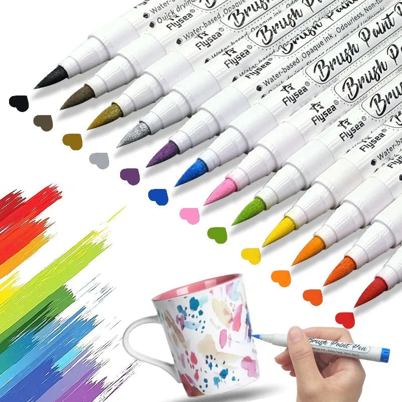 Set of soft head gouache pens for hand account painting and graffiti artwork