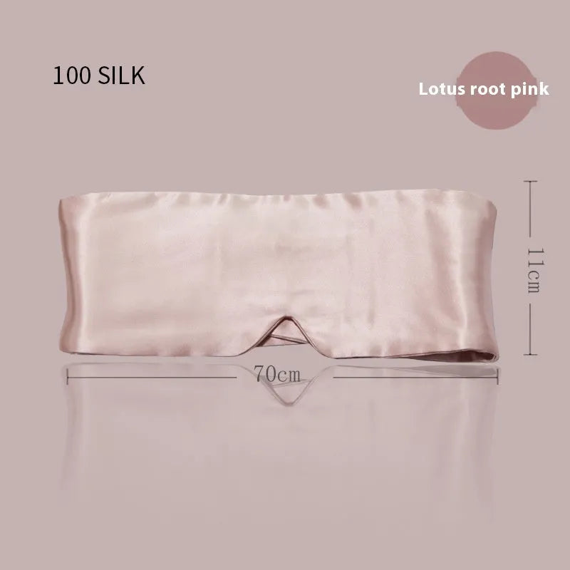 Mulberry silk sleep eye mask shown in one of seven colours: black, gold, blue, gray, white, pink, or green.