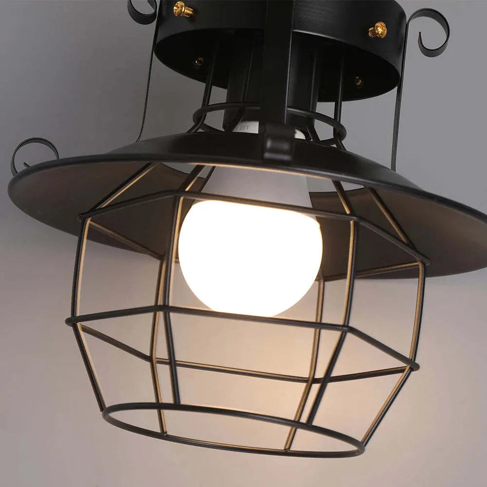 American iron droplight with retro single head lantern design for restaurant-style corridor lighting