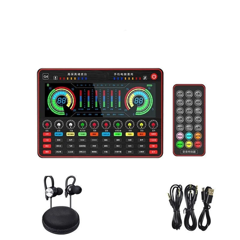 G4 professional live sound card and condenser microphone set with LCD display and remote control.