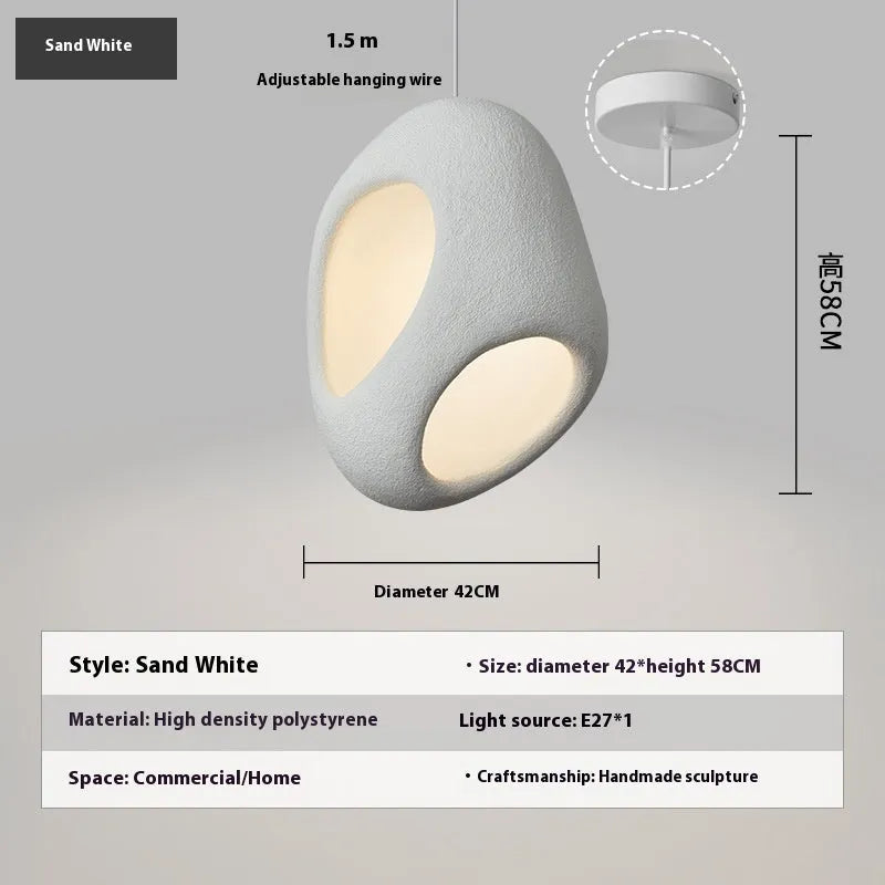 Creative single head retro ceiling light in white polystyrene with E27 fitting
