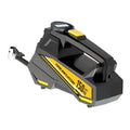 Black portable car tyre inflator with digital display and lighting function on a 12V power cable