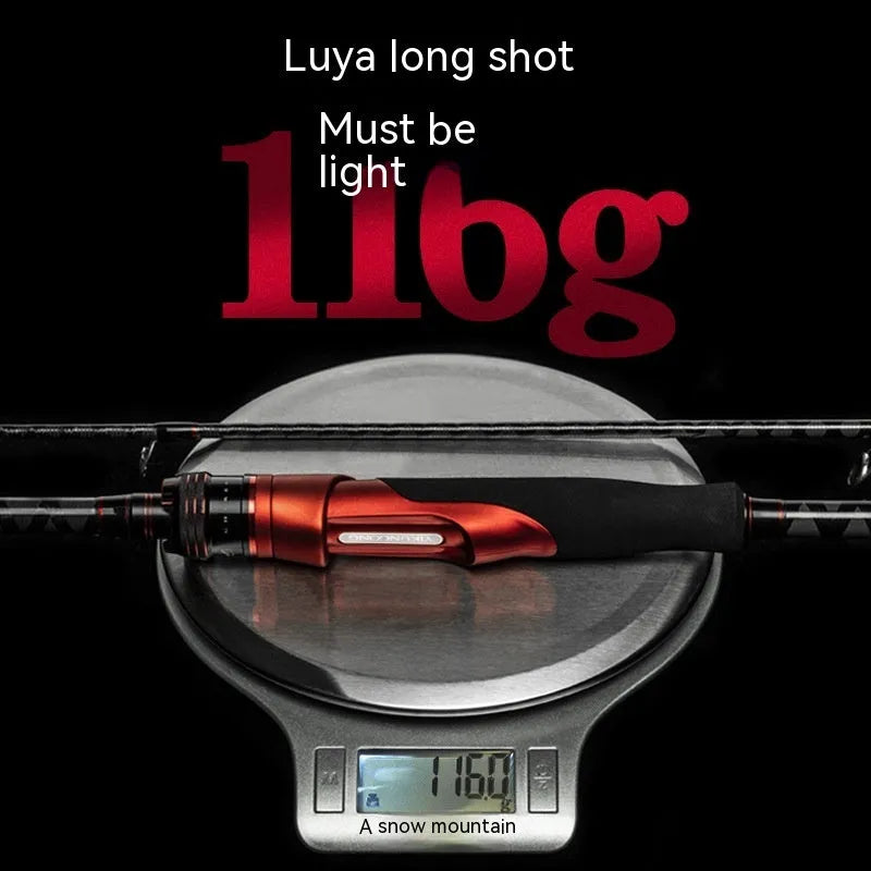 Carbon ultralight fishing rod showing straight handle and pikestaff handle options in 2.1m and 2.4m lengths.