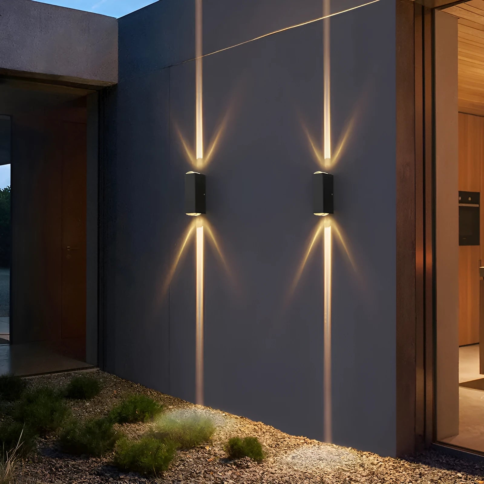 Black square aluminium outdoor waterproof LED wall lamp 5W IP65 rating warm white light