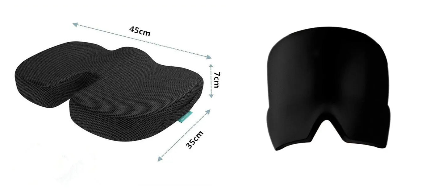 Black elastic cloth cooling gel eye mask for headache relief showing adjustable fit