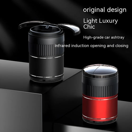 Car automatic sensing metal smart ashtray with lid in black colour