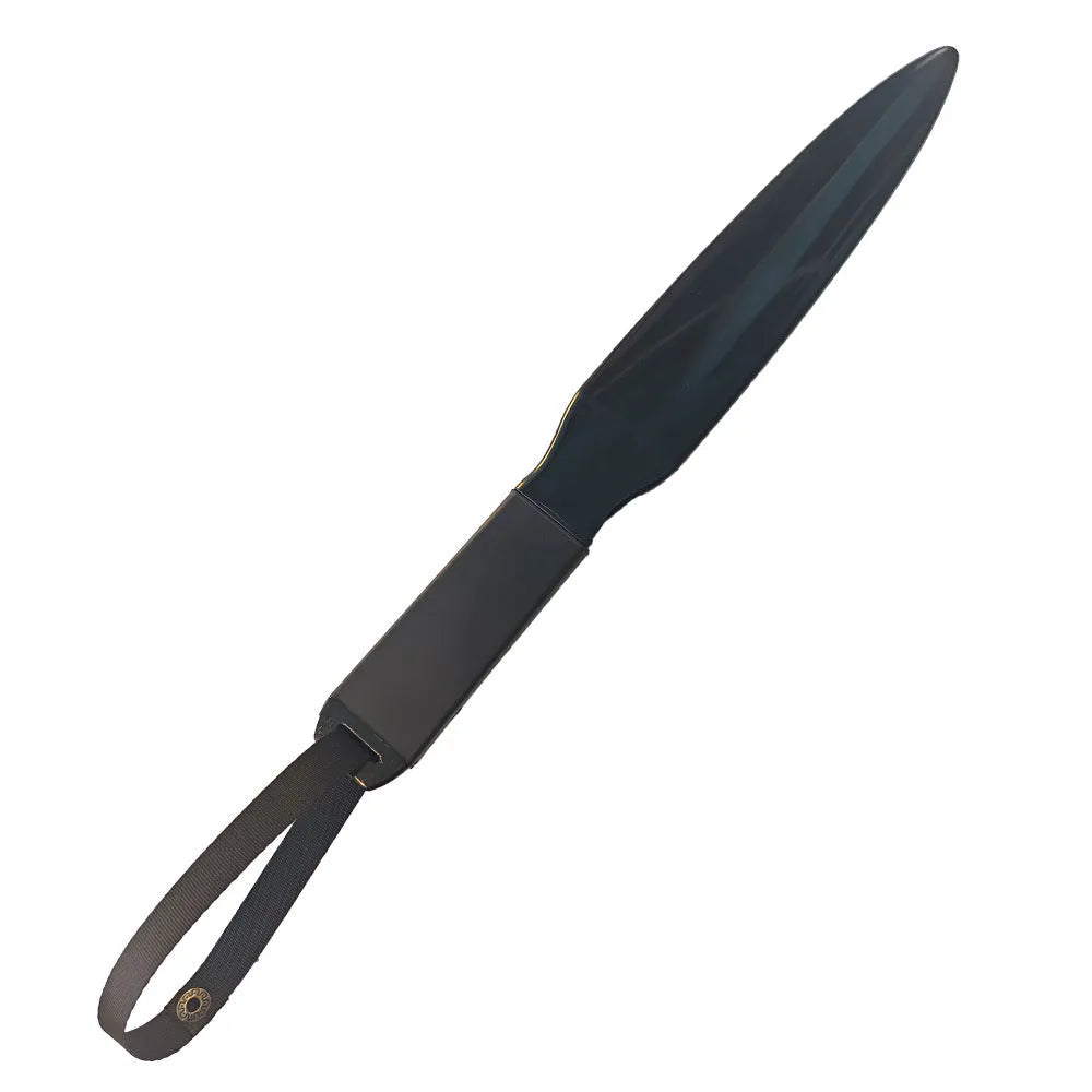 Blue handled nylon dog break stick for training, shown next to a measuring tape indicating 35 cm length.