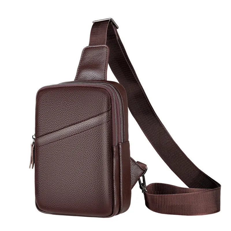 Men's genuine leather crossbody shoulder bag in urban simplicity style