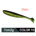 Two-tone soft plastic worm fishing lure with T-tail, 7cm long, for mandarin fish and topmouth culter