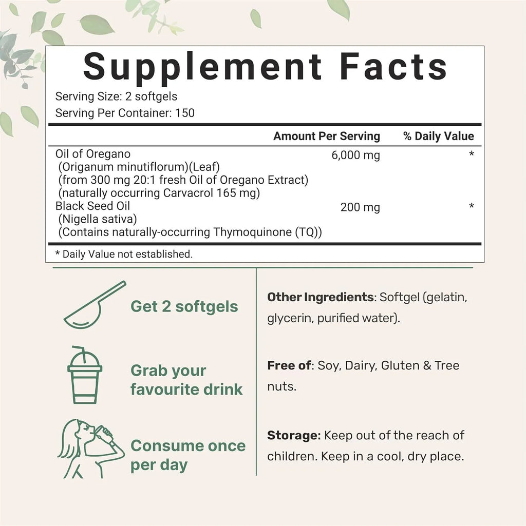 Butter Black Seed Oil Soft Capsules bottle showing 180 or 300 count options for adults.