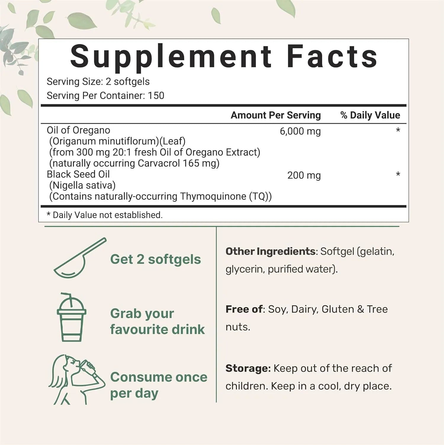 Butter Black Seed Oil Soft Capsules bottle showing 180 or 300 count options for adults.