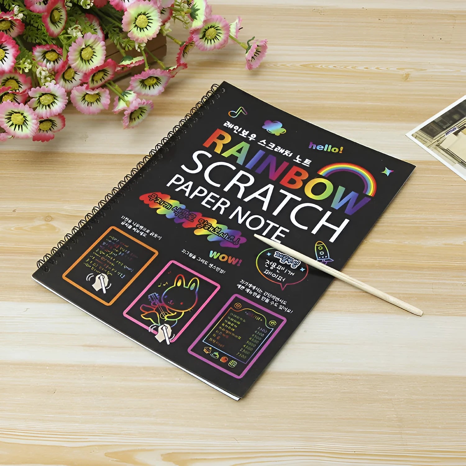 Children's large scratch art paper and scraper tool for DIY colourful painting crafts