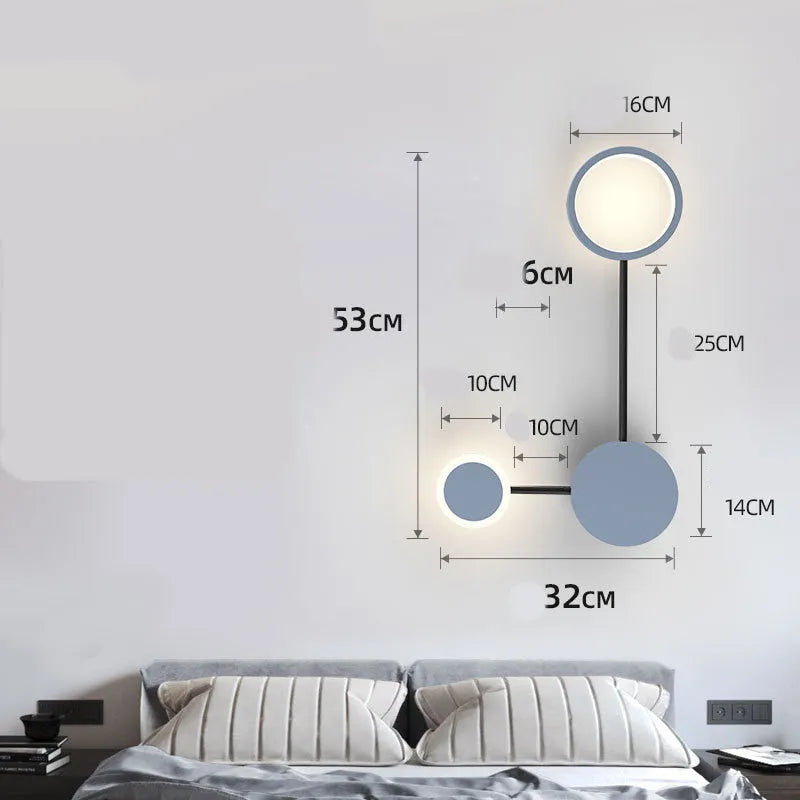 Contracted 6-head wall lamp in black finish, 54W, 96.5cm length, iron and acrylic