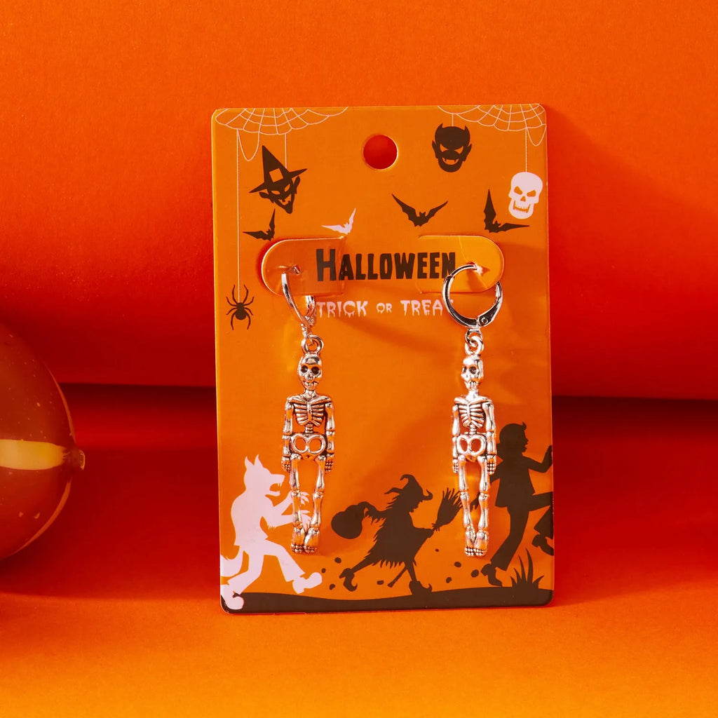 Creative long skull fringe earrings for women in gothic style with pumpkin skull pendant on alloy chain