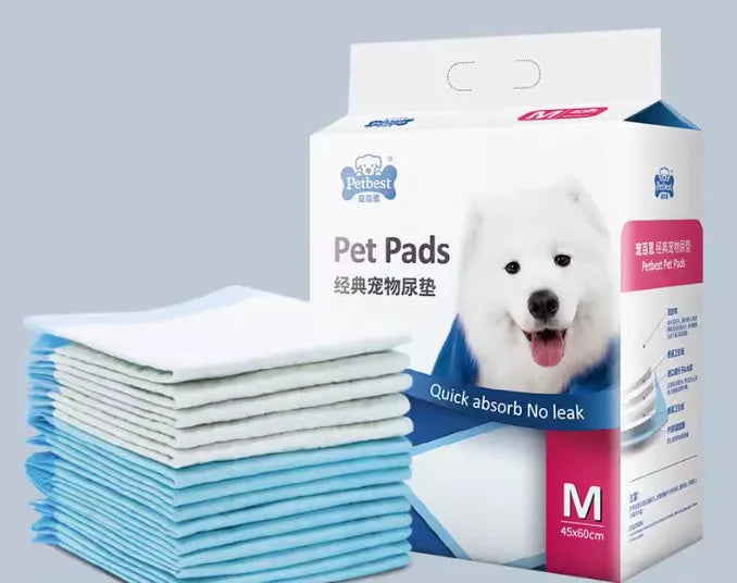 Pack of thickened adhesive dog urine pads showing bamboo charcoal deodorising variant in L size 60x60cm