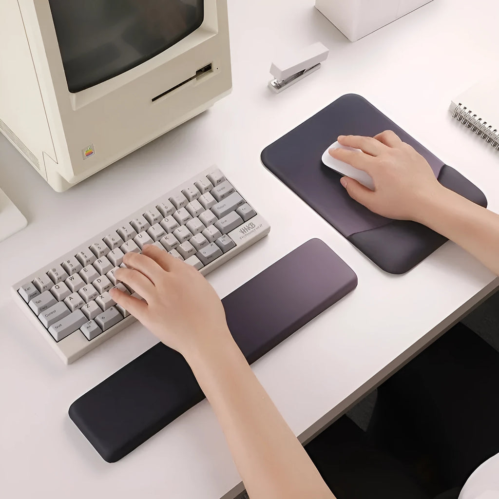 Square silica gel wrister mouse pad showing wrist strap support and anti-slip base