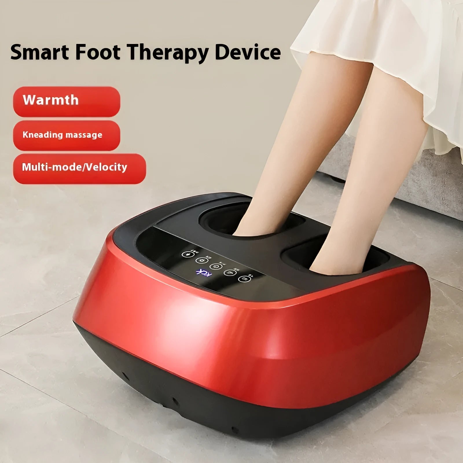 Flip automatic foot massager unit in black colour with infrared physiotherapy function