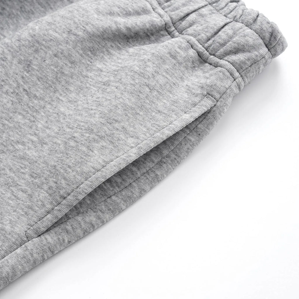 Men's grey cotton straight-leg trousers with wide fit and mid-waist design