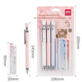 Mixed colour cartoon automatic pencil set with three 0.5mm pens and three boxes of HB refills.