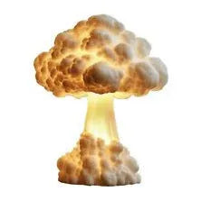 Modern art desk lamp shaped like an atomic bomb mushroom cloud, with a USB power cable.