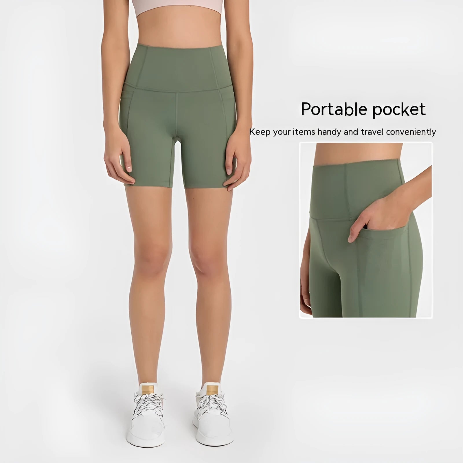 Solid colour women's sports shorts in a fifth pants length with a tight fit.